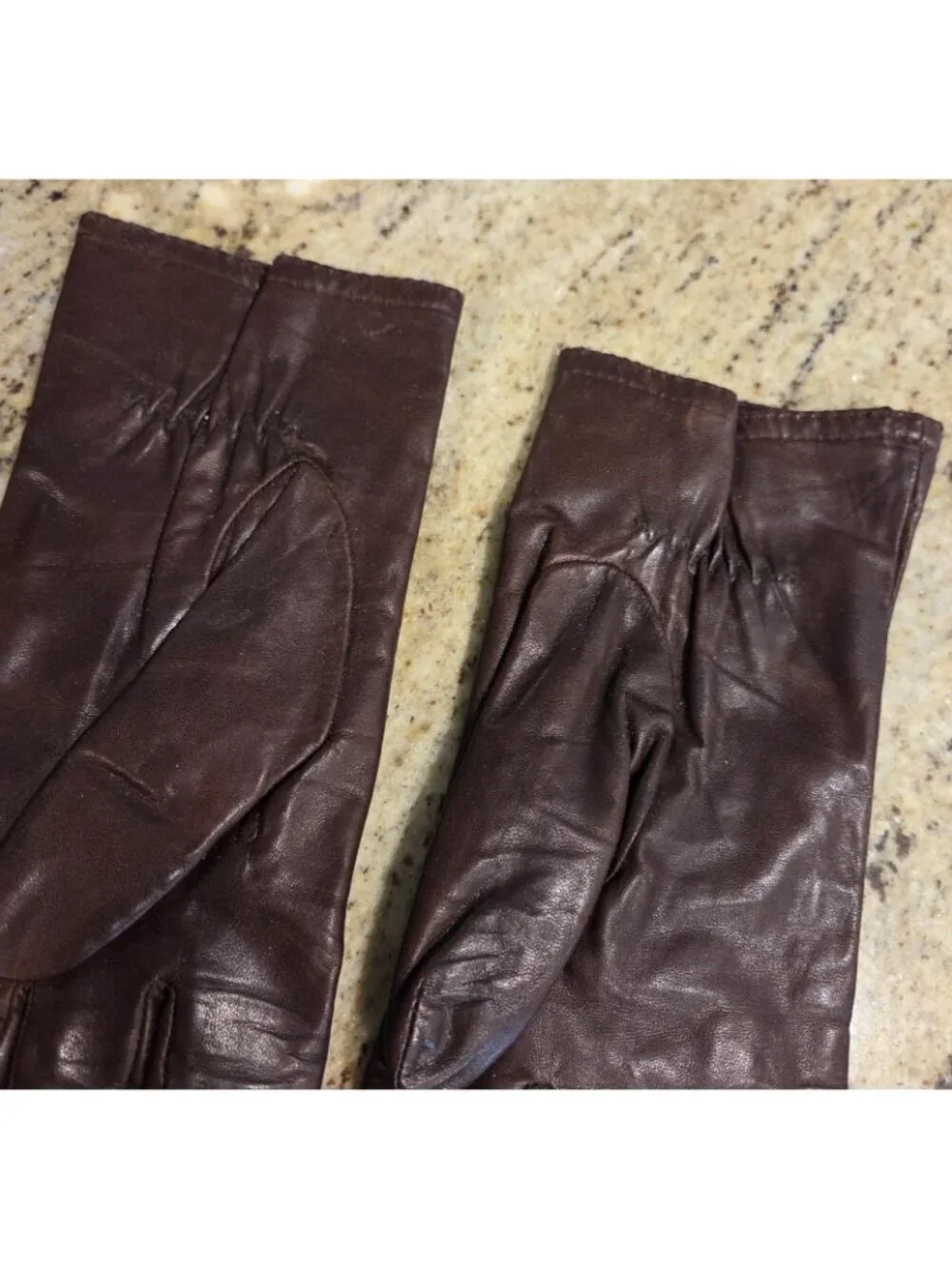 Vintage Womens Size M 7 Brown Leather Knit Lined Gloves Grandoe